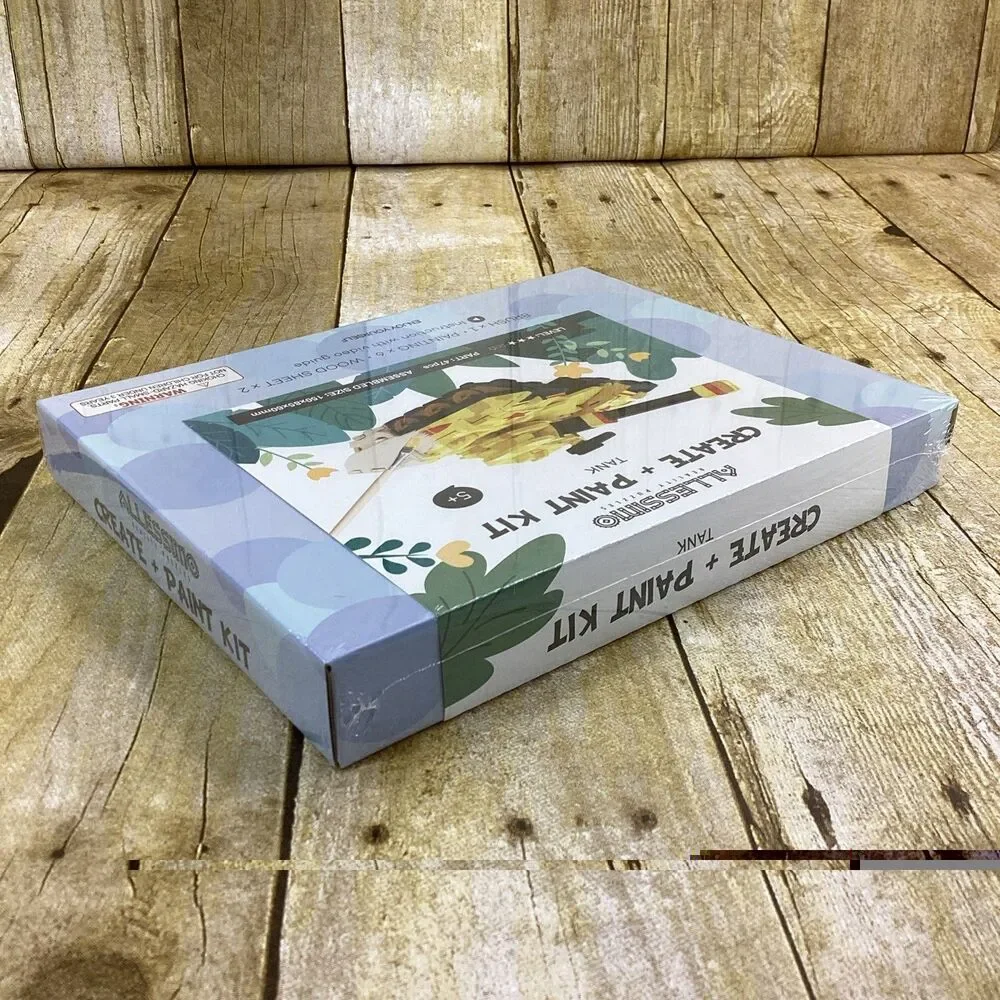 Allessimo 3D Wooden Tank Model Paint Kit Kids 47pcs New Sealed